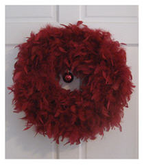 Feather boa wreath is cool, when you are a sequined fool!