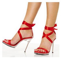 hot red lace up stilettos - not to be worn in the trenches