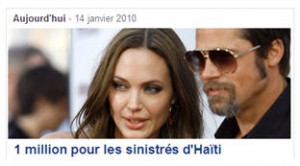 Brad and Angelina give money for Haiti