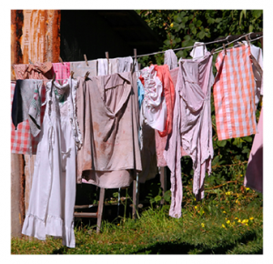 Laundry Drying on Clothes Line