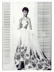 Audrey Hepburn in 1950s gown by French designer Givenchy