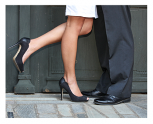 Couple in doorway black high heels