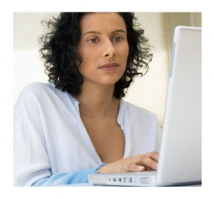 Woman writing online