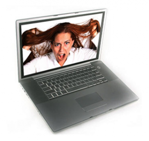 Woman Screaming on Computer Screen