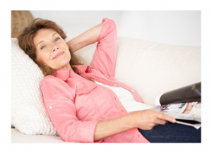 Woman relaxing with magazine