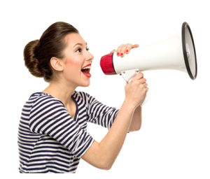 Woman Announcing on Megaphone