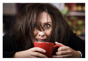 Coffee Crazed Woman with Red Cup