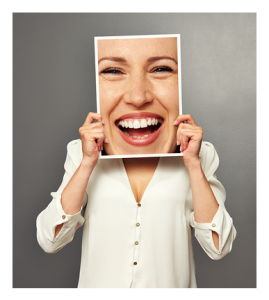 Woman Putting on a Happy Smile