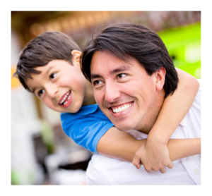 Father and Son Smiling Together