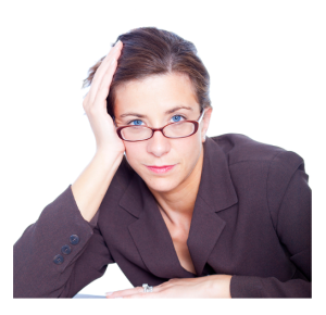 Weary Working Woman in Glasses