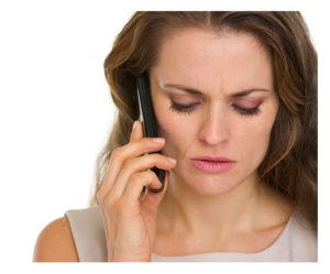 Woman discussing family matter on phone