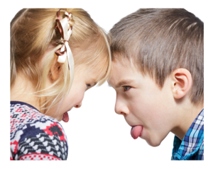 Brother and Sister Sticking Their Tongues Out