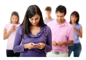 Group of Young People Texting