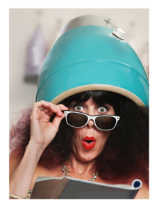 Wacky Woman Under a Hair Dryer Reading