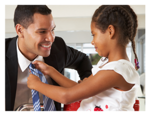 Daughter straightens father's tie