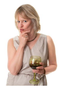 Mature Woman Thinking with Wine in Hand