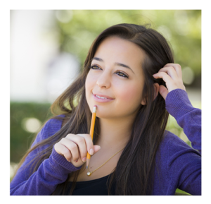 College Student Girl With Pencil