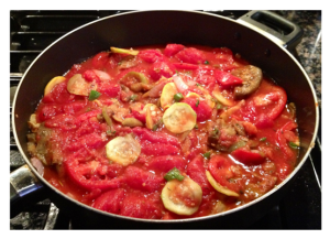 Homemade Mediterranean veggies in sauce
