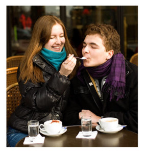 Romantic Couple in Paris Cafe