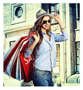 Carefree Girl in the City Shopping