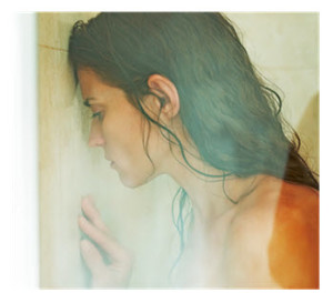 Woman in Shower Leaning