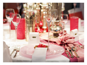 Elegant Table Setting Soft Red and Pink