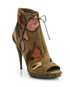 Burberry Hand-Painted Peep-Toe Ankle Boots