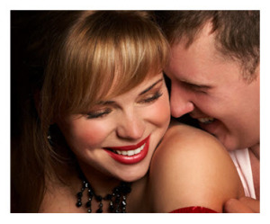 Cute Couple Woman in Red Lipstick