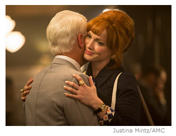 Mad Men Season 7 Episode 11 Joan Hugs Roger in the Bar