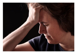 Depressed Middle Aged Woman Dark Background