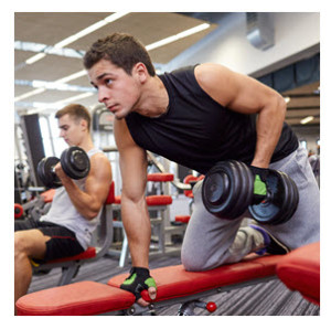 Man concentrating on working out