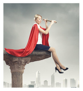 Woman in Red Superwoman Cape