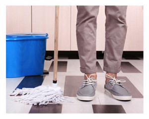 Young Man Mopping