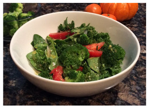 Kale Broccoli Spinach and Tomato Salad