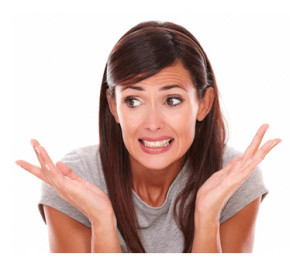 Brunette Woman Expressing Surprise or Futility