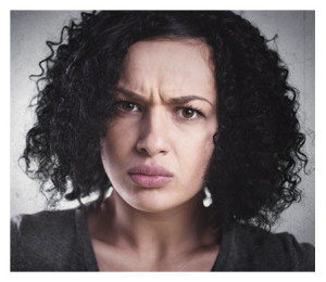 Beautiful Frowning Mixed Ethnic Woman