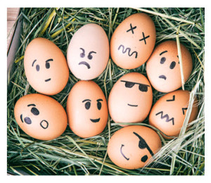 Emotional Faces on Painted Easter Eggs