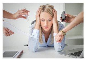 Stressed Woman Overwhelmed With Demands