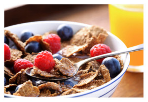 Breakfast Cereal with Fruit and OJ