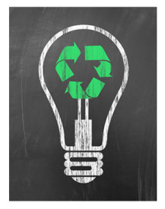 Recycle_Light Bulb on Blackboard